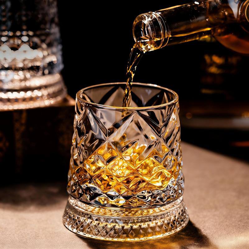 * Premium Crystal Spinning Glass, Luxury Whiskey Tumbler, Unique European Barware Gift